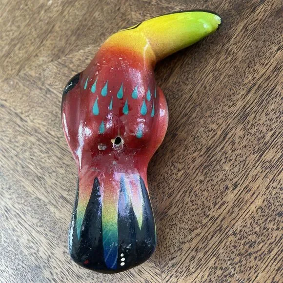 Vtg Hand Painted Folk Art Ceramic Bird Toucan 5” Colorful Mexican READ No Hanger - Picture 8 of 11